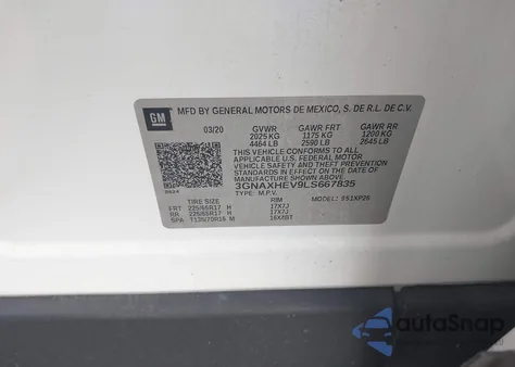 2020 Chevrolet Equinox Fwd Ls from USA, damaged, VIN 3GNAXHEV9LS667835